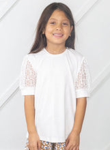 Load image into Gallery viewer, Girls Just Like Mama Lace Sleeve Top In White