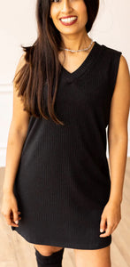 Bare Elegance Black Sleeveless Sweater Dress