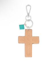 Load image into Gallery viewer, Turquoise Bloom Cross Key Fob