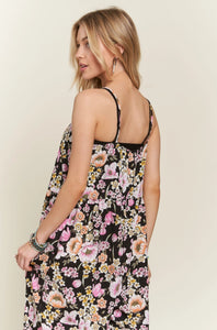 Front Button Detail Floral Cami Jumpuit