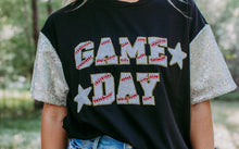 Load image into Gallery viewer, Sequins Embroidery Game Day Tee - Black