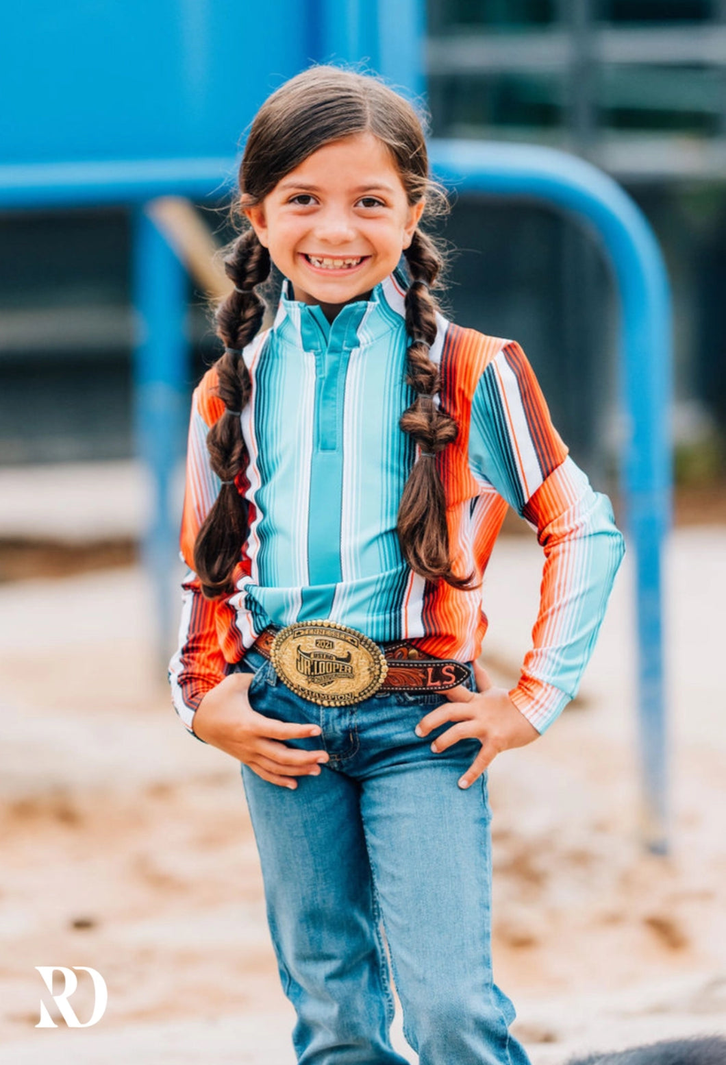 *Youth* Teal Serape Sun Shirt