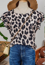 Load image into Gallery viewer, Leopard Print Layered Ruffled Short Sleeve Top