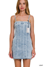 Load image into Gallery viewer, Spaghetti Strap Exposed Seam Light-Wash Dress