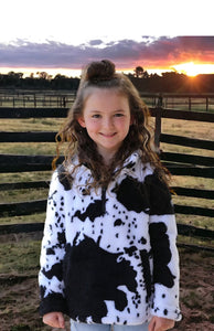 Kids Cow Printed Sherpa Pullover