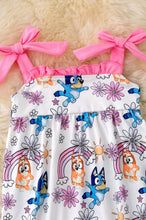 Load image into Gallery viewer, Blue* Printed Girls Romper W/Ruffle Hem