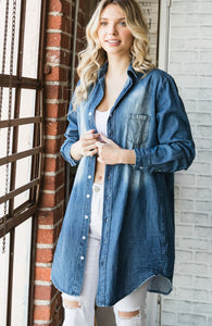 Washed Denim Long Shirt