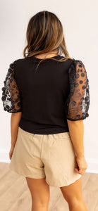 Eclipsed In Glamour Mesh Sleeve Top