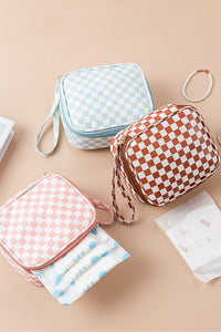 Checkered Cosmetic Makeup Travel Case