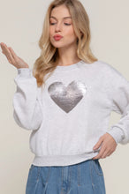 Load image into Gallery viewer, Long Sleeve Crew Neck Sequin Detail Inner Fleece Sweatshirt