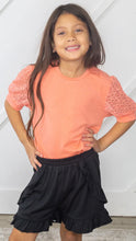 Load image into Gallery viewer, Girls Just Like Mama Lace Sleeve Top In Peach