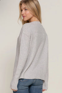 Long Sleeve Mock Neck Raised Seam Sweater