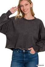 Load image into Gallery viewer, Acid Wash Fleece Cropped Pullover