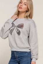 Load image into Gallery viewer, Plus Size Heather Grey Long Sleeve Crew Neck Sequin Detail Inner Fleece Sweatshirt