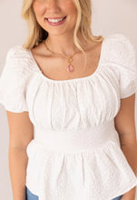 Load image into Gallery viewer, Jacquard Babydoll Top, White