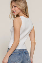 Load image into Gallery viewer, Sleeveless Crew Neck with Front Ribbon Spring Sweater In White &amp; Beige