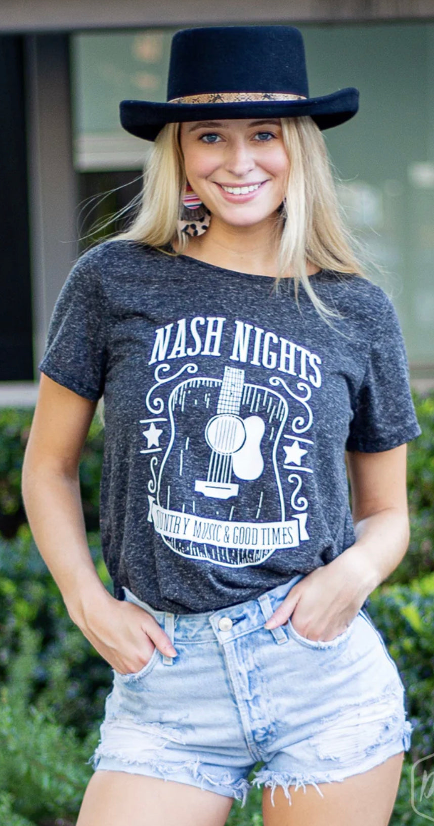 Nash Nights On Charcoal Heather Split - Hem Tee