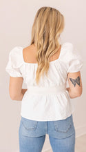 Load image into Gallery viewer, Jacquard Babydoll Top, White