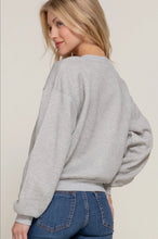 Load image into Gallery viewer, Plus Size Heather Grey Long Sleeve Crew Neck Sequin Detail Inner Fleece Sweatshirt