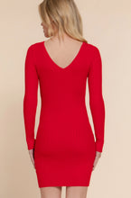 Load image into Gallery viewer, Long Sleeve Double V-Neck Sweater Mini Dress