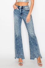 Load image into Gallery viewer, *Restock* High Rise Stretch Flare with Distressed Frayed Hem Jeans