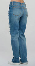 Load image into Gallery viewer, Medium Wash - High Rise Distressed Straight Jeans