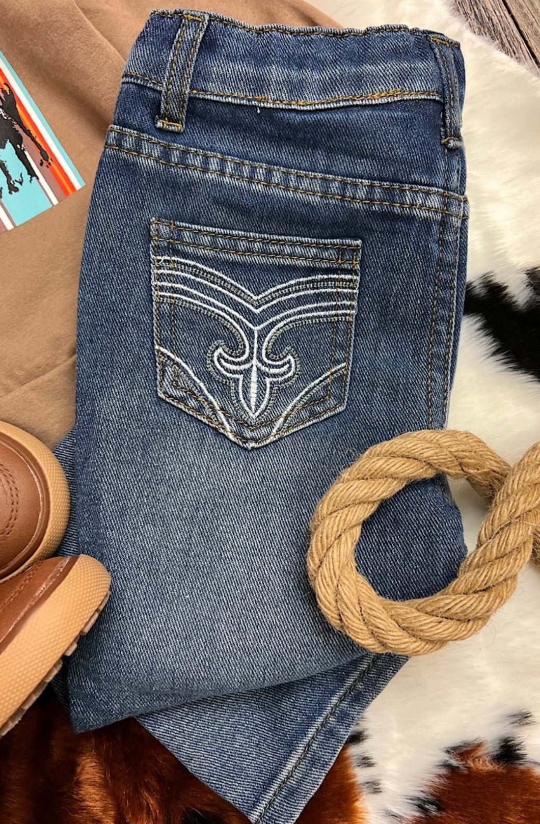 Boys Embroidered Back Pocket Denim Pants