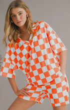 Load image into Gallery viewer, Checkered Print V Neck Top &amp; Shorts Lounge Set
