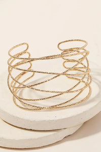 Multi Strand Metallic Cuff Bracelet