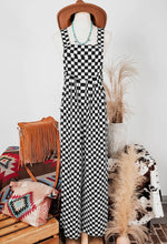 Load image into Gallery viewer, Checkered Print Pocketed Wide Leg Jumpsuit