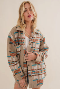 Blue B Exclusive Aztec Pattern Button Up Jacket