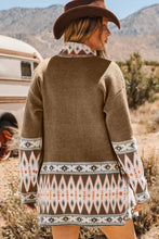 Load image into Gallery viewer, Aztec Print Open Front Knitted Cardigan