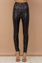Load image into Gallery viewer, Sequin Stretch Skinny Leggings