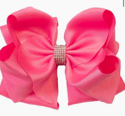 Hot Pink Rhinestone Bow 7.5 