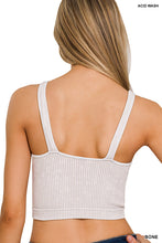 Load image into Gallery viewer, Washed Ribbed Cropped Seamless V-Neck Tank Top