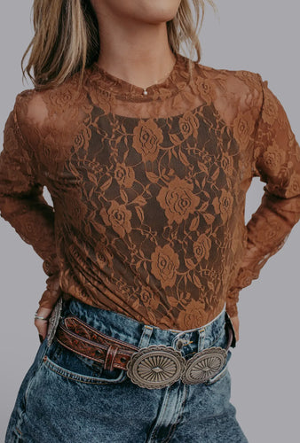 Roses Lace Top - Carmel