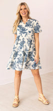 Load image into Gallery viewer, Blue &amp; Ivory Floral Dress