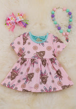 Load image into Gallery viewer, Highland Cow with Easter Ears Baby Dress