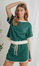 Load image into Gallery viewer, Colorblock Drop Shoulder T-Shirt &amp; Skirt Set