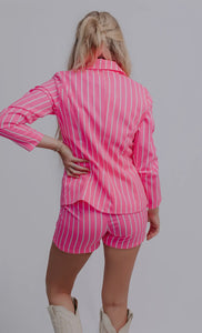 Boss Lady Striped Blazer Shorts Set