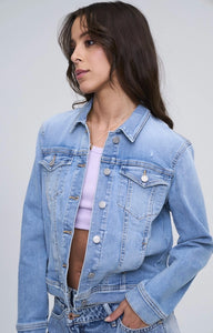 Ultra Stretch Denim Jacket in Medium Light Wash