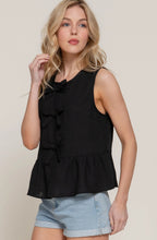 Load image into Gallery viewer, Sleeveless Front Bow Tie Linen Effect Top