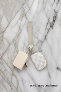 Dual Pouch Wristlet Keychain Wallet