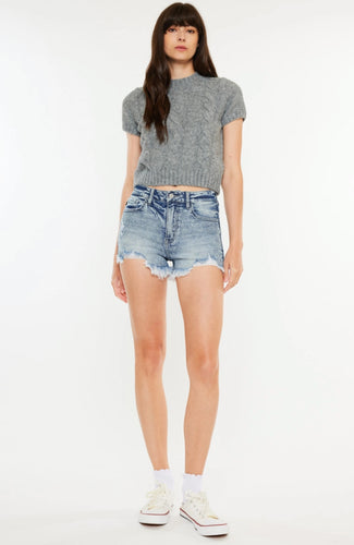 Kan Can Distressed Medium Wash Denim Shorts
