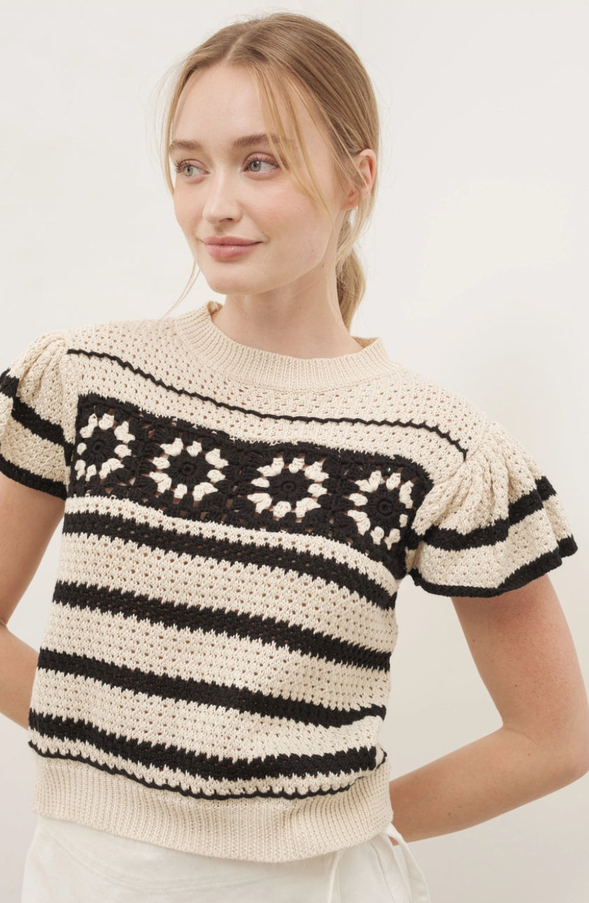 Handmade Sweater with Ruffle Sleeve