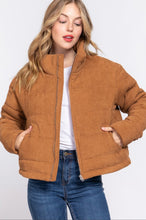 Load image into Gallery viewer, *RESTOCK* Long Sleeve High Neck Zip-Up Corduroy Puffer Jacket