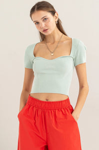 Sweetheart Neck Crop Top Mint