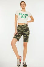 Load image into Gallery viewer, Kan Can Camo Bermuda Length Denim Shorts