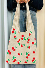 Load image into Gallery viewer, Cherry Pattern Knitted Woven Crochet Tote Bag