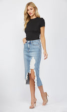 Load image into Gallery viewer, High Waisted Midi Skirt with Distressed